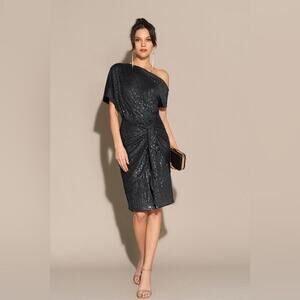 Grace Karin Sequined Asymmetric Off Shoulder Bodycon Party Women Dress Small